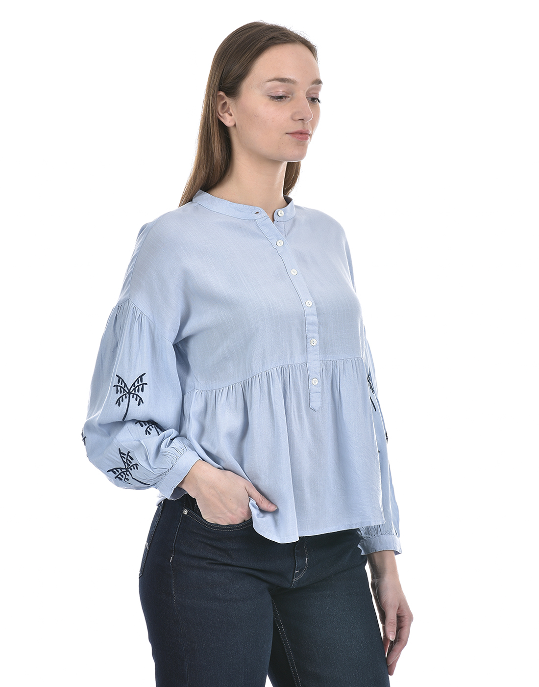 Numero Uno Women Embroidered Light Blue Top